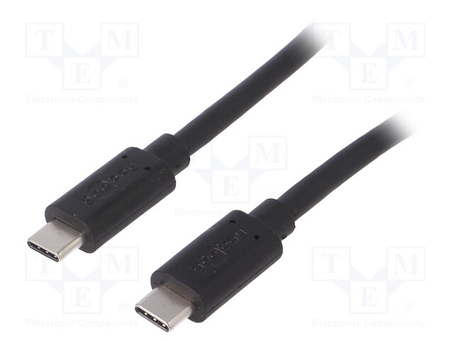 Cable; USB 3.1; both sides,USB C plug; 1m; black; 10Gbps; 60W