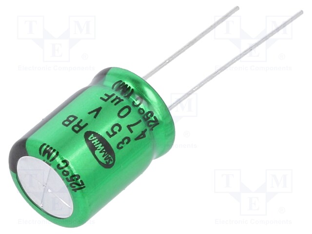 Capacitor: electrolytic; THT; 470uF; 35VDC; Ø12.5x16mm; ±20%; 2000h