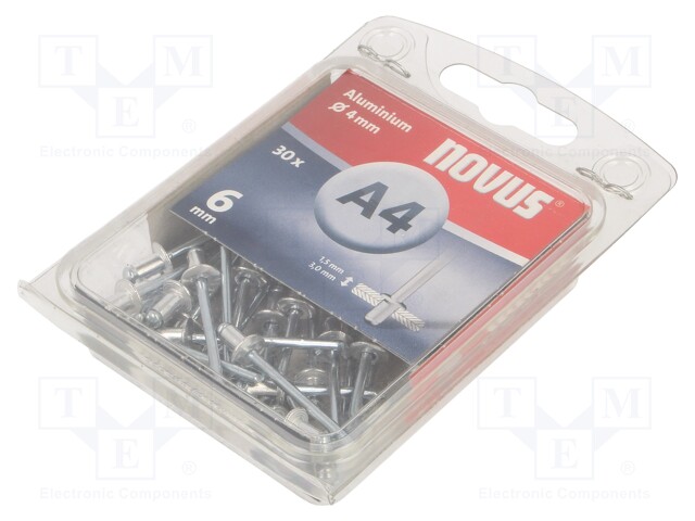 Mount.elem: rivet; 30pcs; L.rivet: 6mm; Rivet diam: 4mm