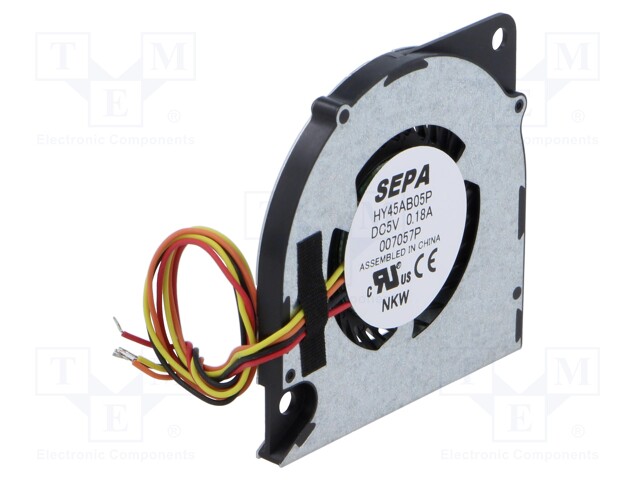 Fan: DC; blower; 5VDC; 45x45x4mm; 1.9m3/h; 31dBA; MagFix; 7700rpm