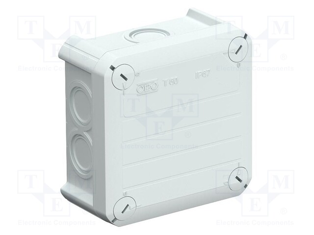 Enclosure: junction box; X: 114mm; Y: 114mm; Z: 58mm; polypropylene