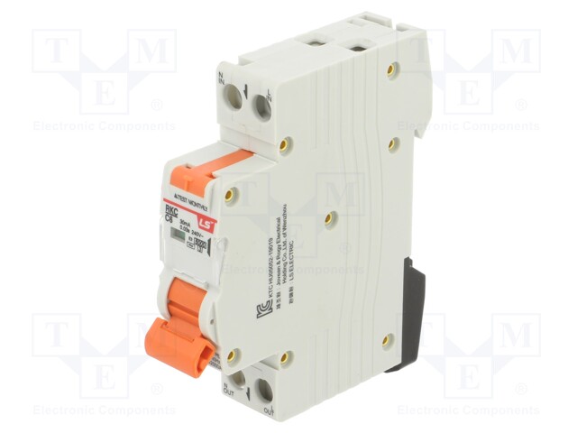 RCBO breaker; Inom: 6A; Ires: 30mA; Poles: 1+N; 230/400VAC; IP20