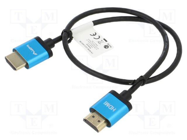 Cable; HDMI 2.0,slim; HDMI plug,both sides; PVC; Len: 0.5m; black