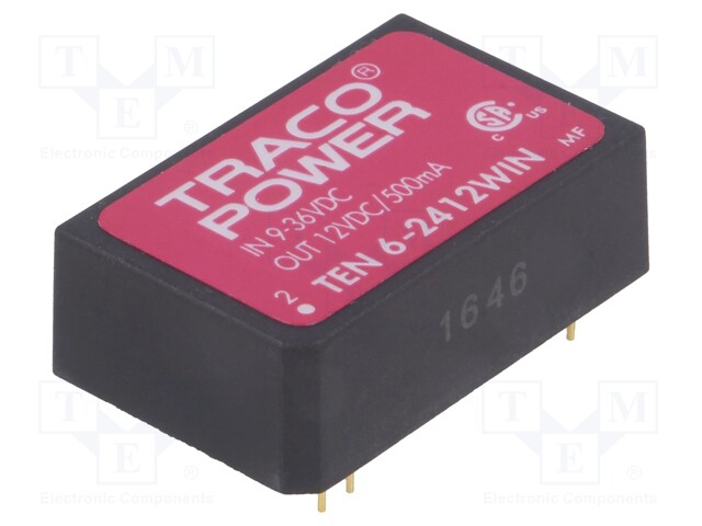 Converter: DC/DC; 6W; Uin: 9÷36V; 12VDC; Iout: 500mA; DIP24; 13g