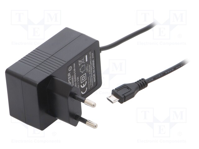 Power supply: switched-mode; constant voltage; 5VDC; 3A; 15W; plug