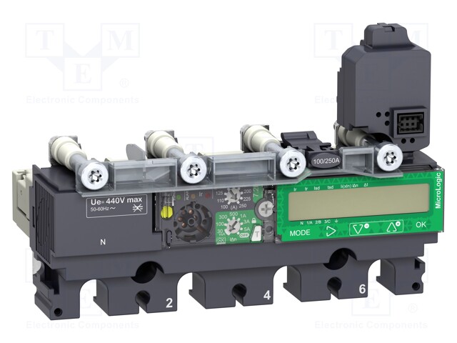 Electronic trip unit; Poles: 4; 250A; NSX; IP40; -25÷70°C; 690VAC