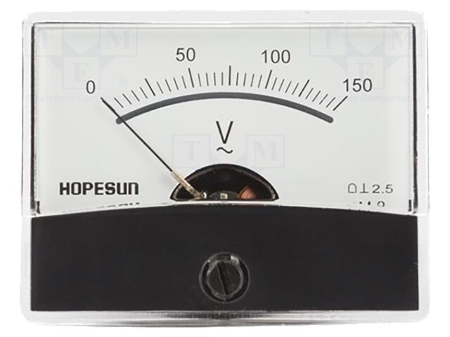 Voltmeter; analogue; on panel; 0÷150V; Class: 2,5; 60x47mm