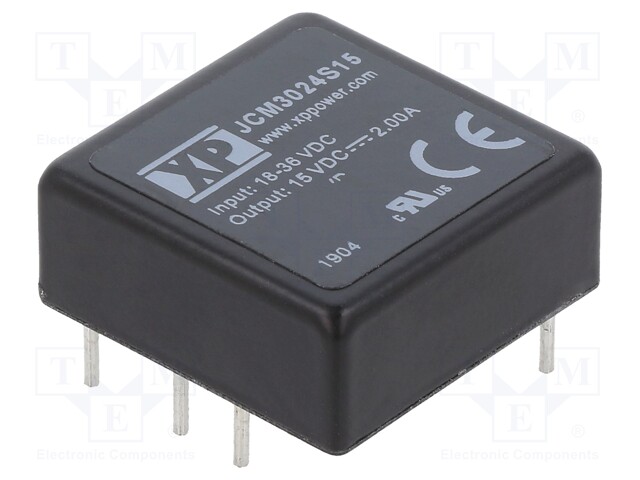 Isolated Board Mount DC/DC Converter, ITE, 1 Output, 30 W, 15 V, 2 A