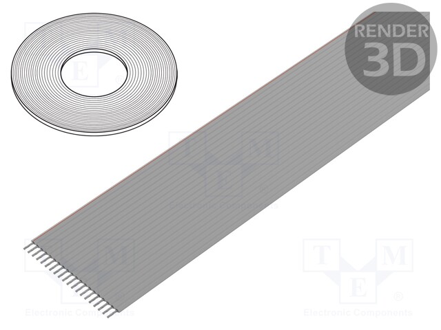 Wire: ribbon; 1mm; stranded; Cu; 26x28AWG; unshielded; PVC; grey