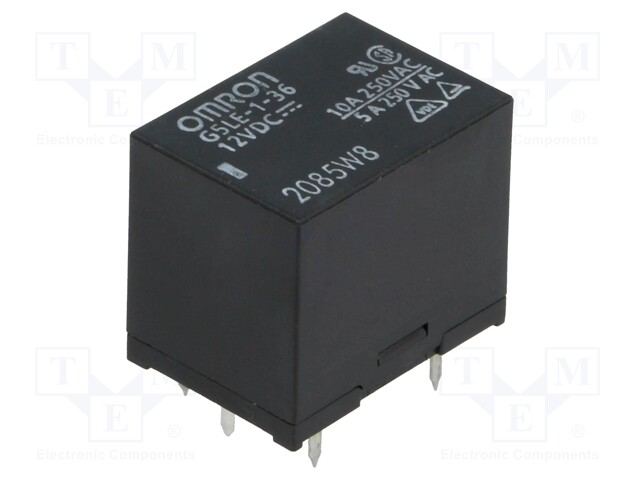 Relay: electromagnetic; SPDT; Ucoil: 12VDC; 10A/240VAC; 8A/30VDC