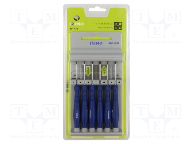 Kit: screwdrivers; precision; Phillips,slot; 6pcs.