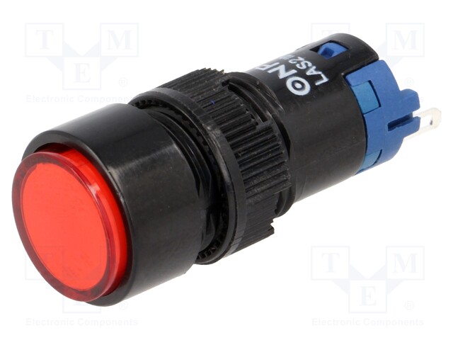 Switch: push-button; Pos: 2; SPDT; 0.5A/250VAC; 1A/24VDC; red; none