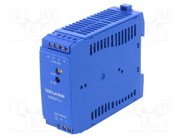 Power supply: switched-mode; 30W; 5VDC; 6A; 85÷264VAC; 30x75x90mm