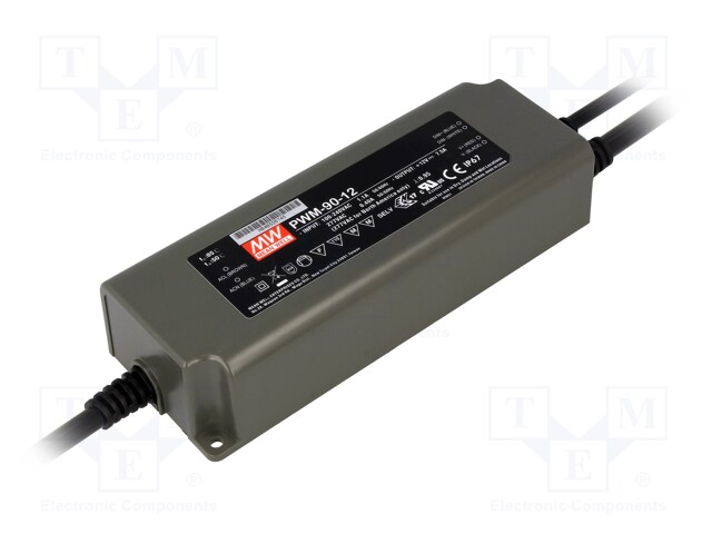 Power supply: switched-mode; for LED strips; 90W; 12VDC; 7.5A