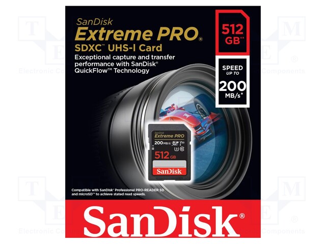 Memory card; Extreme Pro; SDXC; 512GB; R: 200MB/s; W: 140MB/s