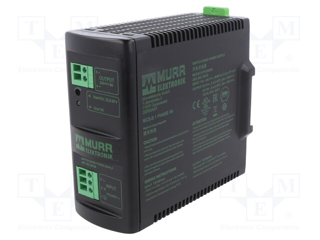 Power supply: switched-mode; 24VDC; 5A; 100÷265VAC; Mounting: DIN