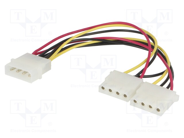 Splitter; PC socket Molex,PC plug Molex x2; 0.2m