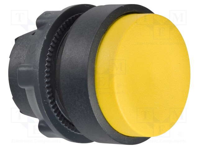 Switch: push-button; Stabl.pos: 1; 22mm; yellow; Illumin: none; IP66