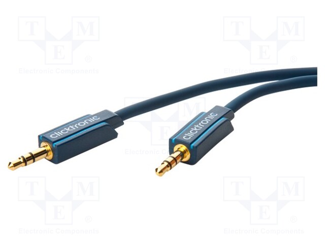 Cable; Jack 3.5mm plug,both sides; 1m; Plating: gold-plated; blue