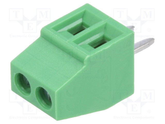 PCB terminal block; angled 90°; 2.54mm; ways: 2; on PCBs; 1mm2