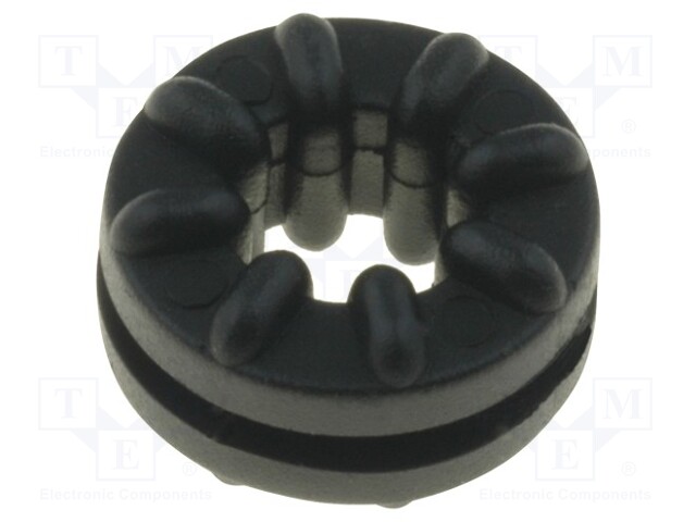 Grommet; Ømount.hole: 6.3mm; Panel thick: max.1.2mm; black