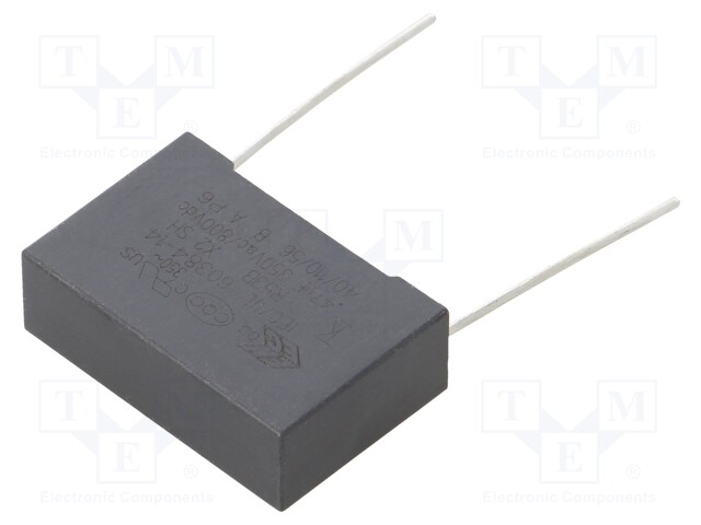 Capacitor: polypropylene; 0.47uF; Body dim: 8.5x17x26.5mm; THT