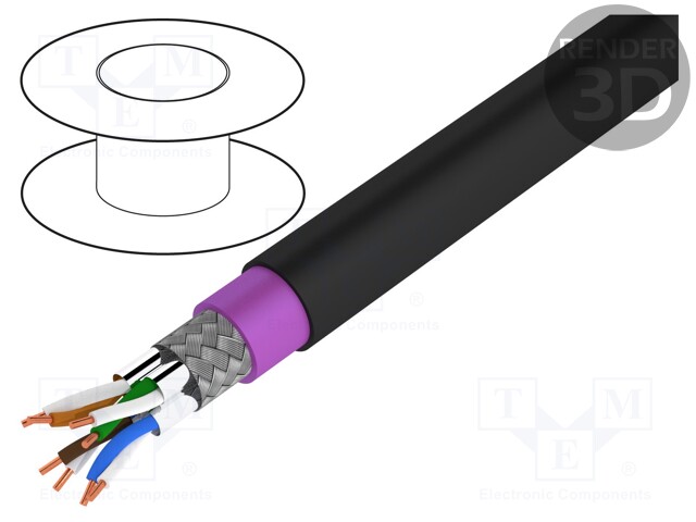 Wire; S/FTP; industrial Ethernet; 7; solid; Cu; 4x2x23AWG; PE; black