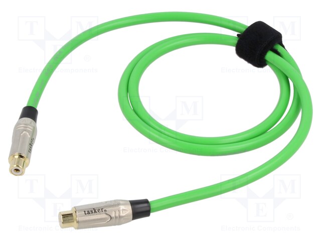 Cable; RCA socket,both sides; 1m; Plating: gold-plated; green