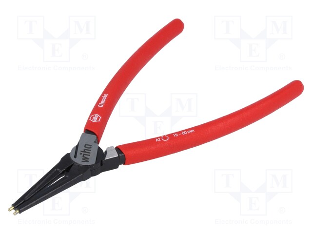 Pliers; internal circlip; Ring: external; Pliers len: 185mm