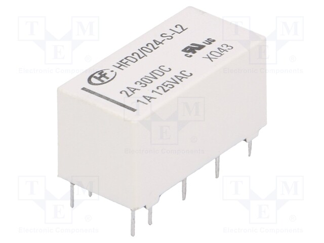 Relay: electromagnetic; DPDT; Ucoil: 24VDC; 1A/125VAC; 3A/30VDC; 3A