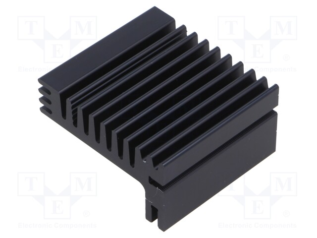 Heatsink: extruded; grilled; transistors; black; L: 50mm; W: 55mm