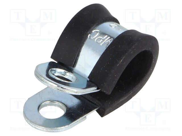 Fixing clamp; ØBundle : 12mm; W: 15mm; steel; Cover material: EPDM