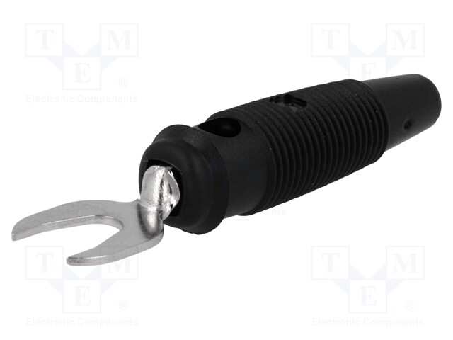 Plug; fork terminals; 60VDC; 30A; black; Overall len: 58.5mm; 1mΩ