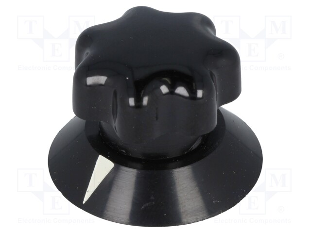 Knob; with pointer; ABS; Shaft d: 6mm; Ø25x22mm; black