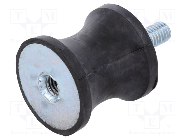 Vibration damper; M8; Ø: 35mm; rubber; L: 34mm; Thread len: 23mm