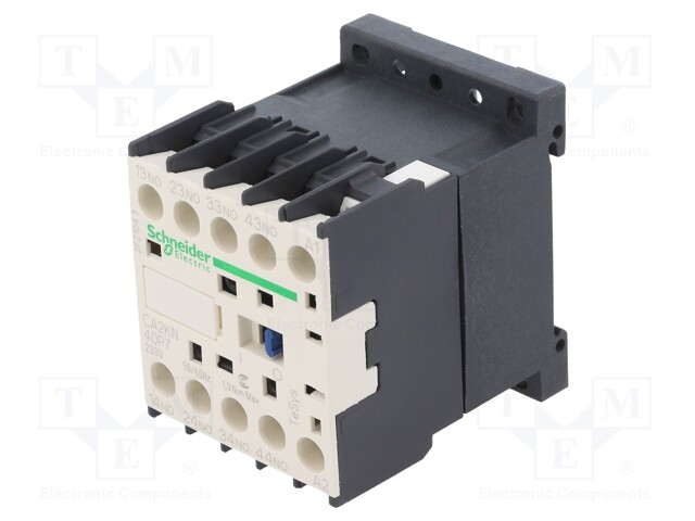 Contactor: 4-pole; NO x4; 230VAC; 10A; DIN,on panel; TeSys D