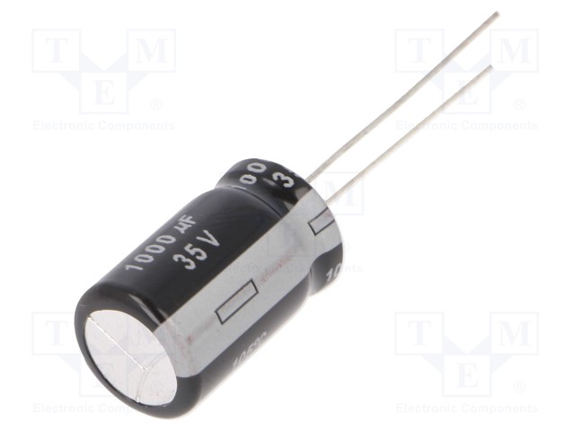 Capacitor: electrolytic; THT; 1000uF; 35VDC; Ø12.5x20mm; Pitch: 5mm