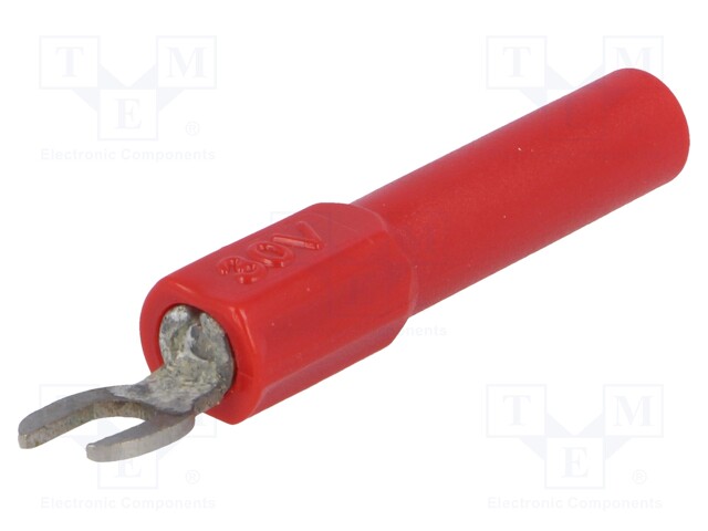 Adapter; banana 4mm socket,fork terminal; 60VDC; 36A; red; 43mm