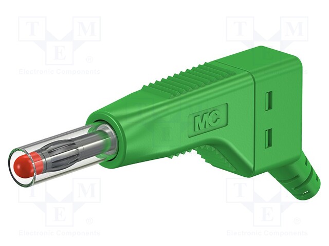 Plug; 4mm banana; 32A; 30VAC; 60VDC; green; 2.5mm2; on cable