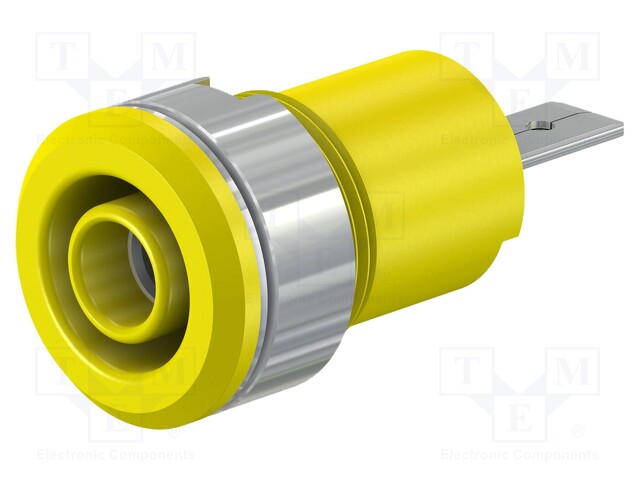 Socket; 4mm banana; 24A; 1kV; Cutout: Ø12.2mm; yellow; insulated