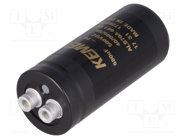 Capacitor: electrolytic; 680uF; 500VDC; Leads: screw; ESR: 368mΩ