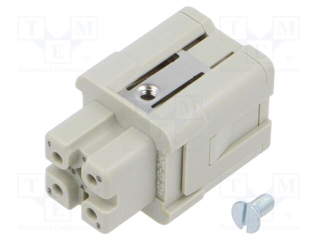 Connector: HDC; female; contact insert; 3+PE; 10A; PIN: 4; push-in