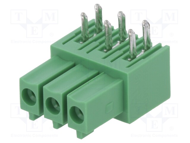 Pluggable terminal block; 3.5mm; ways: 3; angled 90°; socket; THT