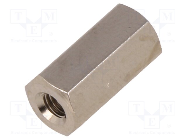 Screwed spacer sleeve; Int.thread: M3; 12mm; hexagonal; brass