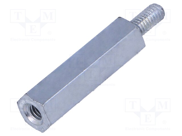 Screwed spacer sleeve; Int.thread: M2,5; 18mm; Ext.thread: M2,5