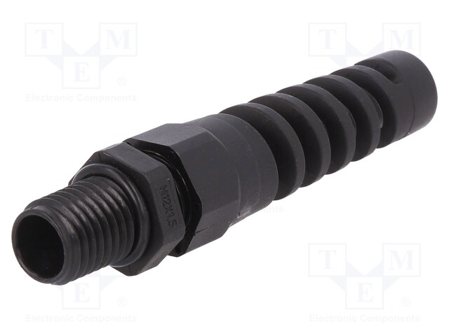 Cable gland; with strain relief; M12; IP68; Mat: polyamide; black