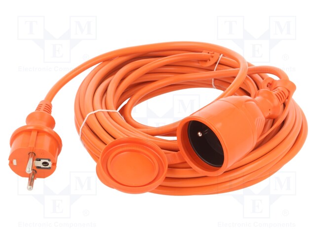 Extension lead; Sockets: 1; PVC; orange; 3x1mm2; 10m; 10A; STANDARD