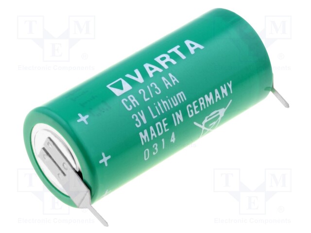 Battery: lithium; 3V; 2/3AA,2/3R6; 2pin; Ø14.6x33.3mm; 1350mAh