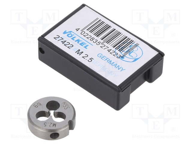 Threading die; HSS; M2,5; 0.45; Ø: 16mm; Thk: 5mm; 6g