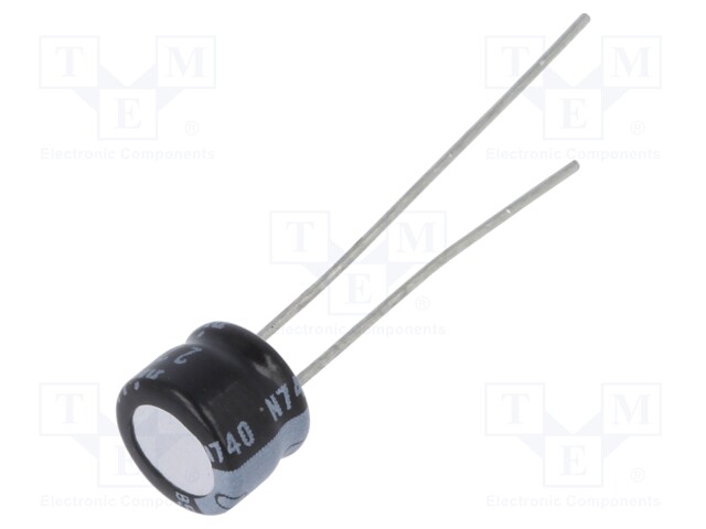 Capacitor: electrolytic; THT; 22uF; 25VDC; Ø6.3x5mm; Pitch: 2.5mm